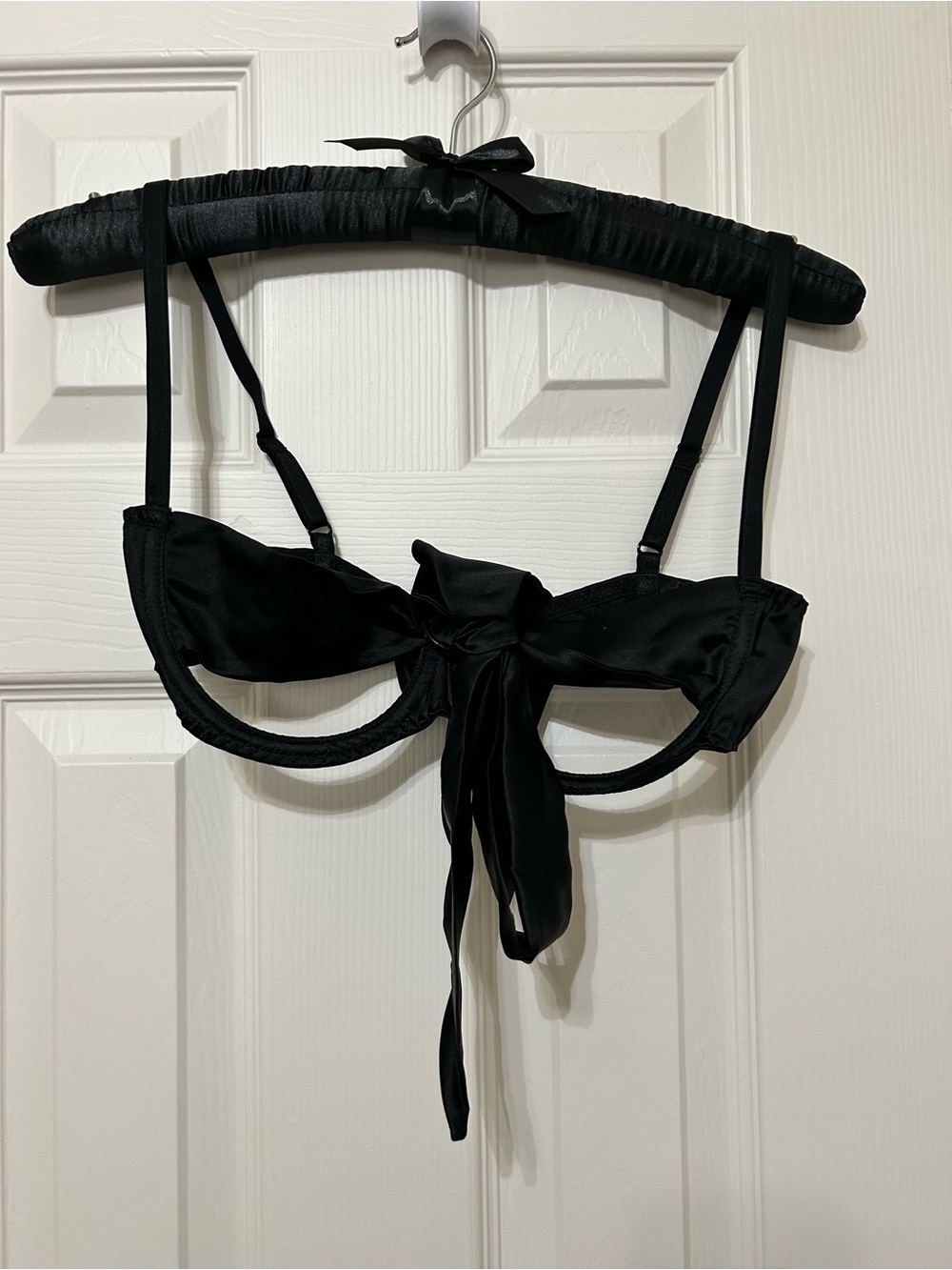 Coco de Mer Satin Bow Tie-Front Aveta Bralette in Black 36C NEW discontinued